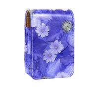 Custodia per rossetto con specchio Love romantico fiore viola floreale porta rossetto portatile scatola di immagazzinaggio del rossetto borsa da viaggio mini sacchetto cosmetico in pelle contiene 3