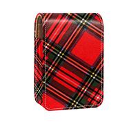 Custodia per rossetto con specchio natalizio tartan scozzese porta lucidalabbra portatile scatola portaoggetti da viaggio mini custodia per cosmetici in pelle può contenere 3 rossetti, Multicolore,