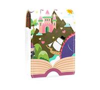 Custodia per rossetto con specchio Open The Fairy Tale World in Books Lip Gloss Holder Portable Lipstick Storage Box Travel Makeup Bag Mini Leather Cosmetic Pouch contiene 3 rossetti, Multicolore,