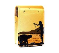 Custodia per rossetto con specchio Paddleboard Sunset Lip Gloss Holder Portable Lipstick Storage Box Travel Makeup Bag Mini Leather Cosmetic Pouch Contiene 3 Rossetti, Multicolore, 9.5x2x7