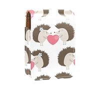 Custodia per rossetto con specchio riccio e Love Lip Gloss Holder Portable Lipstick Storage Box Travel Makeup Bag Mini Leather Cosmetic Pouch contiene 3 rossetti, Multicolore, 9.5x2x7 cm/3.7x0.8x2.7