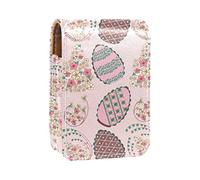 Custodia per rossetto con specchio rosa cioccolato uova di Pasqua modello porta lucidalabbra portatile scatola portaoggetti da viaggio borsa per trucchi mini custodia in pelle per cosmetici può