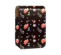 Custodia per rossetto con specchio rosso a forma di fiore porta lucidalabbra portatile scatola di immagazzinaggio del rossetto borsa da viaggio mini sacchetto cosmetico in pelle può contenere 3