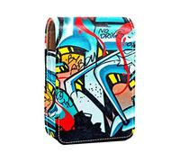 Custodia per rossetto con specchio The Doodle Car Art Painting Lip Gloss Holder Portable Lipstick Storage Box Travel Makeup Bag Mini Leather Cosmetic Pouch contiene 3 rossetti, Multicolore, 9.5x2x7