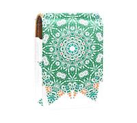 Custodia per rossetto con specchio verde fresco Boho Mandala Pattern Lip Gloss Holder Portable Lipstick Storage Box Travel Makeup Bag Mini Leather Cosmetic Pouch contiene 3 rossetti, Multicolore,
