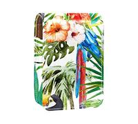 Custodia per rossetto con stampa floreale con pappagallo, tucano, acquerello, custodia per rossetto, borsa da viaggio per rossetto, custodia organizer per rossetto con specchio, mini scatola