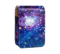 Custodia per rossetto da donna con cielo stellato e galassia portatile, organizer per rossetti, con specchio, mini borsa per il trucco, può contenere fino a 3 rossetti, Multicolore, 9.5x2x7