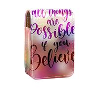 Custodia per rossetto da esterno All Thing are Possible If You Believe Organizer portatile per rossetto con specchio Mini borsa per trucco da donna prende fino a 3 rossetti, Multicolore, 9.5x2x7