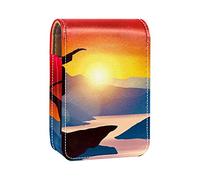 Custodia per rossetto da esterno cinese Wushu Fighter con spada organizer portatile per rossetto con specchio mini borsa per trucco da donna può contenere fino a 3 rossetti, Multicolore, 9.5x2x7