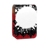 Custodia per rossetto da esterno con cerchio luminoso, organizer portatile per rossetti, con specchio, mini borsa per il trucco, contiene fino a 3 rossetti, Multicolore, 9.5x2x7 cm/3.7x0.8x2.7 in