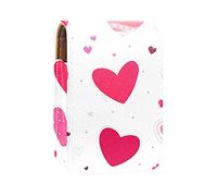 Custodia per rossetto da esterno con cuori disegnati a mano, organizer portatile per rossetto con specchio, mini borsa per trucco da donna, contiene fino a 3 rossetti, Multicolore, 9.5x2x7