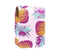 Custodia per rossetto da esterno con grazioso frutto ananas rosa portatile organizer per rossetto con specchio mini borsa per trucco da donna può contenere fino a 3 rossetti, Multicolore, 9.5x2x7