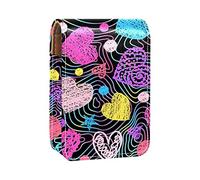 Custodia per rossetto da esterno con motivo arcobaleno colorato cuore amore organizer portatile per rossetto con specchio mini borsa per trucco da donna può contenere fino a 3 rossetti, Multicolore,