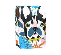 Custodia per rossetto da esterno con motivo cane cartone animato, organizer portatile per rossetti, con specchio, mini borsa per il trucco da donna, contiene fino a 3 rossetti, Multicolore, 9.5x2x7