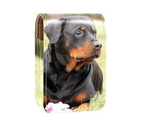 Custodia per rossetto da esterno con motivo di cane, organizer portatile per rossetti, con specchio, mini borsa per il trucco, contiene fino a 3 rossetti, Multicolore, 9.5x2x7 cm/3.7x0.8x2.7 in