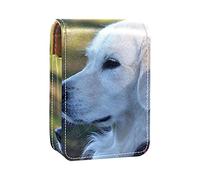 Custodia per rossetto da esterno con motivo di cane, organizer portatile per rossetti, con specchio, mini borsa per il trucco, contiene fino a 3 rossetti, Multicolore, 9.5x2x7 cm/3.7x0.8x2.7 in