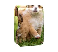 Custodia per rossetto da esterno con motivo di cane, organizer portatile per rossetti, con specchio, mini borsa per il trucco, contiene fino a 3 rossetti, Multicolore, 9.5x2x7 cm/3.7x0.8x2.7 in