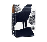 Custodia per rossetto da esterno con motivo lupo, organizer portatile per rossetto con specchio, mini borsa per il trucco da donna, contiene fino a 3 rossetti, Multicolore, 9.5x2x7 cm/3.7x0.8x2.7 in