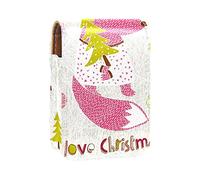 Custodia per rossetto da esterno, con scritta "I Love Christmas", organizer portatile per rossetti, con specchio, mini borsa per il trucco da donna, contiene fino a 3 rossetti, Multicolore, 9.5x2x7