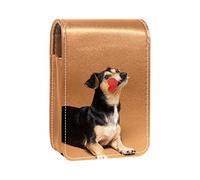 Custodia per rossetto da esterno con simpatico cane, organizer portatile per rossetti, con specchio, mini borsa per il trucco, contiene fino a 3 rossetti, Multicolore, 9.5x2x7 cm/3.7x0.8x2.7 in
