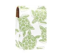 Custodia per rossetto da esterno con tartarughe marine verdi, portatile, organizer per rossetti, con specchio, mini borsa per il trucco da donna, contiene fino a 3 rossetti, Multicolore, 9.5x2x7