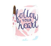 Custodia per rossetto da esterno Follow Your Heart Organizer portatile per rossetto con specchio mini borsa per trucco da donna può contenere fino a 3 rossetti, Multicolore, 9.5x2x7 cm/3.7x0.8x2.7 in