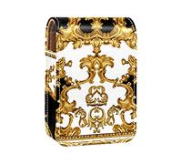 Custodia per rossetto da esterno in stile barocco dorato, portatile, con specchio, mini borsa per il trucco, contiene fino a 3 rossetti, Multicolore, 9.5x2x7 cm/3.7x0.8x2.7 in