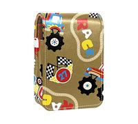 Custodia per rossetto da esterno Monster Truck Race Organizer portatile per rossetto con specchio mini borsa per trucco da donna può contenere fino a 3 rossetti, Multicolore, 9.5x2x7 cm/3.7x0.8x2.7 in