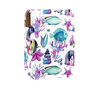 Custodia per rossetto da esterno per chirurgo pesce, portatile, con specchio, mini borsa per il trucco, contiene fino a 3 rossetti, Multicolore, 9.5x2x7 cm/3.7x0.8x2.7 in