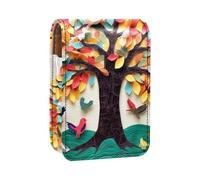 Custodia per rossetto,organizer per rossetto in pelle lucidalabbra con specchio,mini borsa porta rossetto,Foglie di frutta dell'albero della pittura di arte