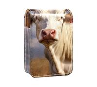 Custodia per rossetto,organizer per rossetto in pelle lucidalabbra con specchio,mini borsa porta rossetto,FarmAnimal mucca divertente