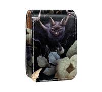 Custodia per rossetto,organizer per rossetto in pelle lucidalabbra con specchio,mini borsa porta rossetto,Illustrazione di arte della farfalla del pipistrello animale