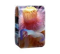 Custodia per rossetto,organizer per rossetto in pelle lucidalabbra con specchio,mini borsa porta rossetto,fiore fantasia astratta fioritura