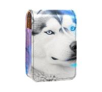 Custodia per rossetto,organizer per rossetto in pelle lucidalabbra con specchio,mini borsa porta rossetto,cane animale lupo