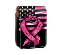 Custodia per rossetto,organizer per rossetto in pelle lucidalabbra con specchio,mini borsa porta rossetto,speranza bandiera del cancro al seno