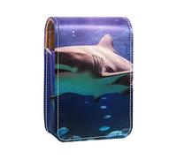 Custodia per rossetto,organizer per rossetto in pelle lucidalabbra con specchio,mini borsa porta rossetto,Squalo pesce del mondo marino