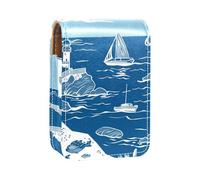 Custodia per rossetto,organizer per rossetto in pelle lucidalabbra con specchio,mini borsa porta rossetto,nave faro modello mare
