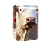 Custodia per rossetto,organizer per rossetto in pelle lucidalabbra con specchio,mini borsa porta rossetto,FarmAnimal mucca divertente