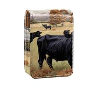Custodia per rossetto,organizer per rossetto in pelle lucidalabbra con specchio,mini borsa porta rossetto,Modello di mucca animale autunnale
