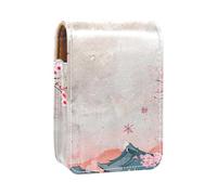 Custodia per rossetto,organizer per rossetto in pelle lucidalabbra con specchio,mini borsa porta rossetto,Colore giapponese Monte Fuji Cherry Blossoms