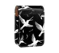 Custodia per rossetto,organizer per rossetto in pelle lucidalabbra con specchio,mini borsa porta rossetto,uccelli sagome bianche nere