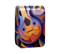 Custodia per rossetto,organizer per rossetto in pelle lucidalabbra con specchio,mini borsa porta rossetto,la musica di arte astratta nota la chitarra