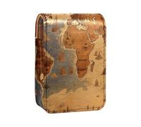 Custodia per rossetto,organizer per rossetto in pelle lucidalabbra con specchio,mini borsa porta rossetto,mappa del mondo della terra d'epoca