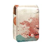 Custodia per rossetto,organizer per rossetto in pelle lucidalabbra con specchio,mini borsa porta rossetto,Colore giapponese Monte Fuji Cherry Blossoms