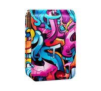Custodia per rossetto,organizer per rossetto in pelle lucidalabbra con specchio,mini borsa porta rossetto,Illustrazione colorata del mostro di arte dei graffiti