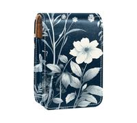 Custodia per rossetto,organizer per rossetto in pelle lucidalabbra con specchio,mini borsa porta rossetto,Libellula Della Pianta Del Fiore Della Farfalla