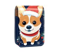 Custodia per rossetto,organizer per rossetto in pelle lucidalabbra con specchio,mini borsa porta rossetto,Cappello Del Cane Con Il Natale