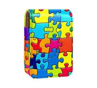 Custodia per rossetto,organizer per rossetto in pelle lucidalabbra con specchio,mini borsa porta rossetto,Puzzle arcobaleno colorato