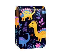 Custodia per rossetto,organizer per rossetto in pelle lucidalabbra con specchio,mini borsa porta rossetto,dinosauro del fumetto fiore colorato