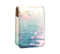 Custodia per rossetto,organizer per rossetto in pelle lucidalabbra con specchio,mini borsa porta rossetto,Il gabbiano bianco si rannuvola l'oceano